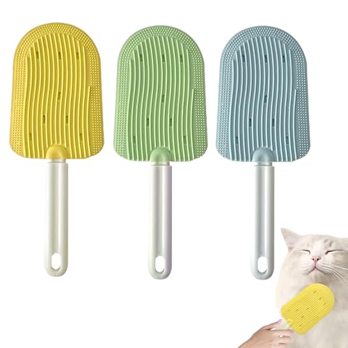 BROIEEN Cat Tongue Comb, 2024 New Cat Tongue Comb,Celery Pets Cat Tongue Comb,2 In 1 Portable Cat Grooming Brush, Cat Tongue Licking Hair Comb,Soft Silicone Cat Comb (3pcs) von BROIEEN