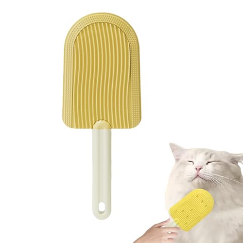 BROIEEN Cat Tongue Comb, 2024 New Cat Tongue Comb,Celery Pets Cat Tongue Comb,2 In 1 Portable Cat Grooming Brush, Cat Tongue Licking Hair Comb,Soft Silicone Cat Comb (Yellow) von BROIEEN