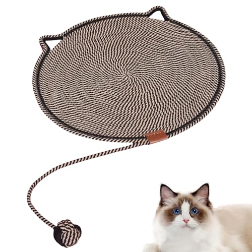 BROIEEN Celery Pets Dual Scratching Pad, Scratching Pads for Indoor Cats, Natural Cotton Rope Cat Scratching Pad Mat, Dual Scratching Pad for Catswith Cat Toy (42cm,Black) von BROIEEN