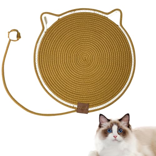 BROIEEN Celery Pets Dual Scratching Pad, Scratching Pads for Indoor Cats, Natural Cotton Rope Cat Scratching Pad Mat, Dual Scratching Pad for Catswith Cat Toy (42cm,Brown) von BROIEEN