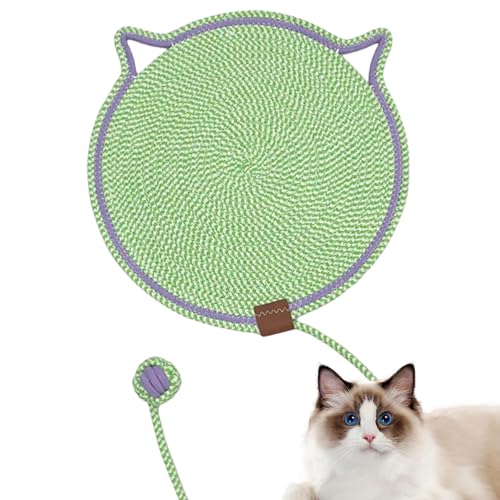 BROIEEN Celery Pets Dual Scratching Pad, Scratching Pads for Indoor Cats, Natural Cotton Rope Cat Scratching Pad Mat, Dual Scratching Pad for Catswith Cat Toy (42cm,Green) von BROIEEN