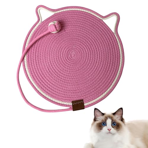 BROIEEN Celery Pets Dual Scratching Pad, Scratching Pads for Indoor Cats, Natural Cotton Rope Cat Scratching Pad Mat, Dual Scratching Pad for Catswith Cat Toy (42cm,pink) von BROIEEN