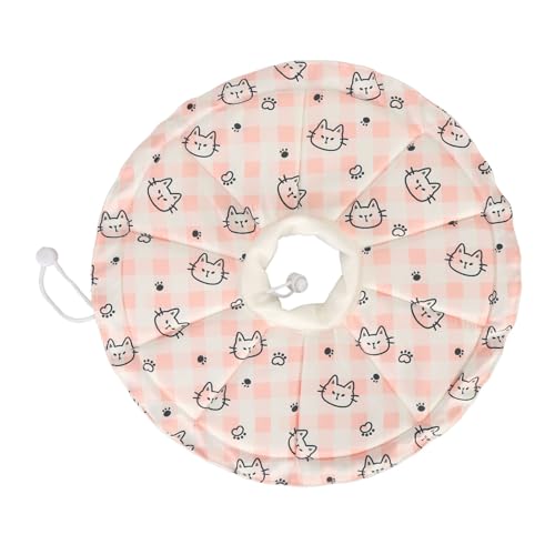 Katzenkegelhalsband, Kordelzug-Design, atmungsaktiv, Haustier-Katze, elisabethanisches Halsband, wasserdicht, verstellbar für Katzen für Haustiere (BROLEOc2938qepwa-12), Rosa von BROLEO