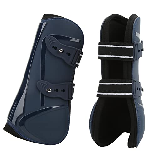 Pferdespannenstiefel-Set, robust, atmungsaktiv, elastisch, Neopren, Reiten für Springwettbewerbe (marineblaue Vorderbeine, XL) von BROLEO