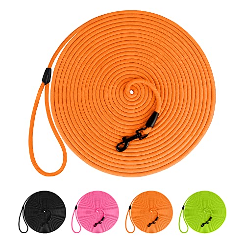 BronzeDog Rope Pro Trainings-Hundehalsband, geflochten, kein Ziehen, Schnellverschluss, rund, für Hunde, kleine, mittelgroße und große Welpen, 9 m Leine, Neonorange von BRONZEDOG