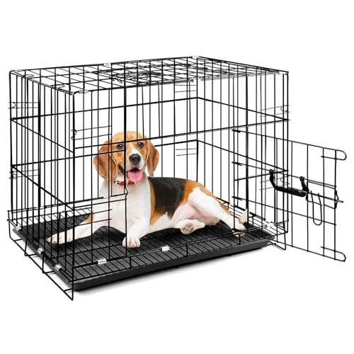 BROVR Hundekäfig, 63,5 cm, für den Innenbereich, mit auslaufsicherer Ablage, zusammenklappbarer Metalldraht, Haustierhütte für kleine Hunde, 62,7 x 45 x 49,3 cm von BROVR