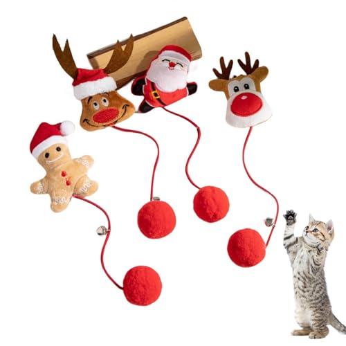 BRTNUP 4st Weihnachtskatzenspielzeug Mit Katzenminze, Weihnachtsbaum-katzenspielzeug Katzenminze, Plüschspielzeug für Hunde, Spielzeug für kleine Hunde, Interaktives Kau- und Beißspielzeug von BRTNUP