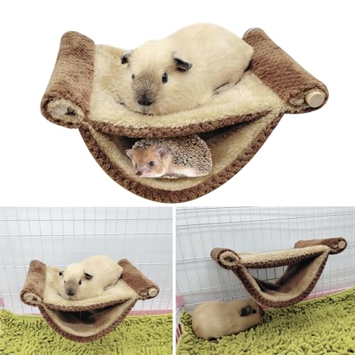 BRTNUP Hamster-Hängemattenhaus, Hamster-Hängebett, Maus-Ratten-Hängematte, Hängeschaukel, warmes Winterbett, weiches Hamsterbett zum Spielen und Schlafen von Kleintieren (Khaki) von BRTNUP