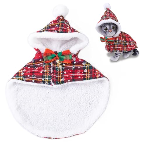 BRTNUP Haustier Weihnachtskostüm Umhang Hund Katze Hundekostüm Weihnachten Umhang Katzen Haustier Weihnachtskleidung Winter Umhang für Katzen Kleine Hunde von BRTNUP