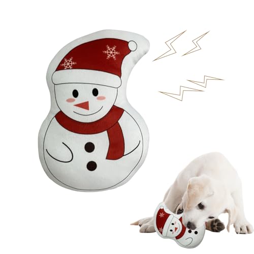 BRTNUP Quietschendes Plüsch Hundespielzeug Weihnachten Schneemann Hundespielzeug Welpe Kauspielzeug Interaktives Quietschendes Hundespielzeug von BRTNUP