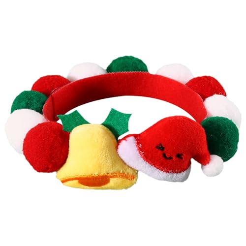 BRTNUP Weihnachten Haustier Kragen Pom Pom Katze Kragen Rot und Grün Hund Pompom Kragen für Haustier Welpen Katzen (Mehrfarbig A - 1 Stück) von BRTNUP