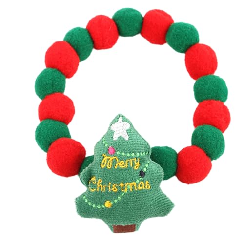 BRTNUP Weihnachten Hundehalsband, Verstellbares, Weich & Komfort Hunde Halsband, Weihnachtshalsband, Weihnachtliches Muster Halsring Rot Weihnachten Geschenk Welpen (Rot-B) von BRTNUP