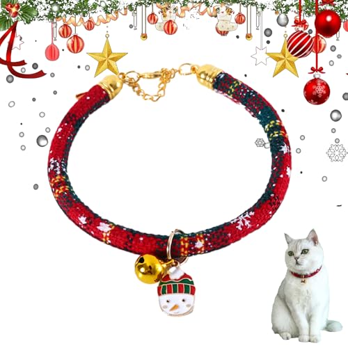 BRTNUP Weihnachten Hundehalsband Einstellbare Weihnachten Haustier Halsband Schneemann Santa Hundehalsband mit Jingle Bell Weihnachten Nylon Hundehalsband für kleine Haustiere (Mehrfarbig B - 1 Stück) von BRTNUP