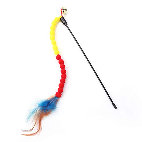 BSDIHRIWEJFHSIE 1PC 5Pcs Cat Toys Weiche Bunte Cat Feather Bell Rod Spielzeug für Cat Kitten Lustiges Spielen Interaktives Spielzeug Pet Cat Supplies-L 28cm 1pc, Frankreich von BSDIHRIWEJFHSIE