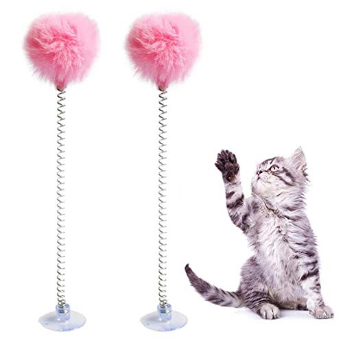 BSDIHRIWEJFHSIE 2Pcs / Set Cat Teaser Zauberstab Plüsch Ball Bell Dekor Frühling Saugnapf Cat Wand Cat Interaktives Spielzeug Haustierbedarf Cat Favor-2,2pcs von BSDIHRIWEJFHSIE