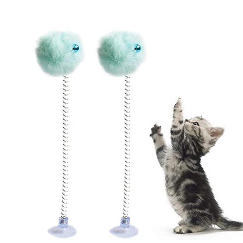 BSDIHRIWEJFHSIE 2Pcs / Set Cat Teaser Zauberstab Plüsch Ball Bell Dekor Frühling Saugnapf Cat Wand Cat Interaktives Spielzeug Haustierbedarf Cat Favor-3,2pcs von BSDIHRIWEJFHSIE