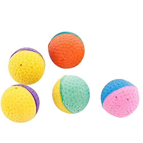 BSDIHRIWEJFHSIE 5Pcs Cat Latex Balls Spielzeug Set Elastic Interactive Cat Foam Ball Spielzeug Kitten Bite Ball Haustier Zubehör Set Pet Supplies-5pcs, Zufällige Farbe von BSDIHRIWEJFHSIE