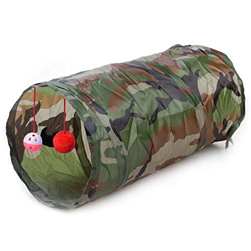 BSDIHRIWEJFHSIE 7 Farbe Lustige Haustier Katze Höhlentunnel Katzenspiel Tunnel Braun Faltbar 2 Löcher Katzentunnel Kätzchen Spielzeug Bulk Toys Kaninchen Tunnel-Tarnung, 50x25x25cm von BSDIHRIWEJFHSIE