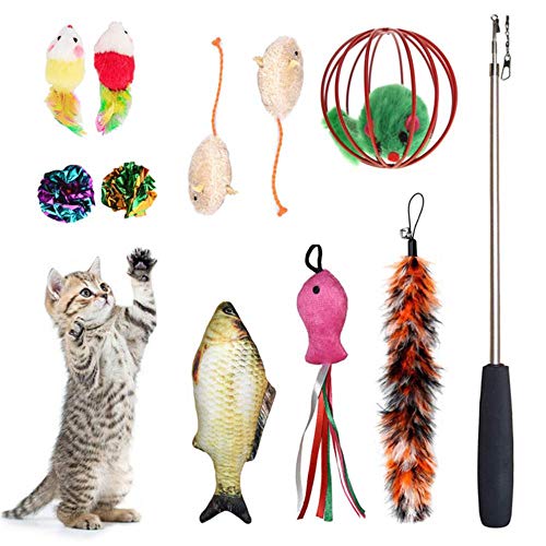 BSDIHRIWEJFHSIE Haustiere Katze Spielzeug Maus Form Bälle Formen Kätzchen Liebe Haustier Spielzeug 20 / 24pcs / Set Cat Stick Mauszubehör Wert Bundle-11pcs von BSDIHRIWEJFHSIE