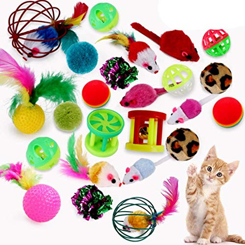 BSDIHRIWEJFHSIE Haustiere Katze Spielzeug Maus Form Bälle Formen Kätzchen Liebe Haustier Spielzeug 20 / 24pcs / Set Cat Stick Mauszubehör Wert Bundle-24pcs von BSDIHRIWEJFHSIE