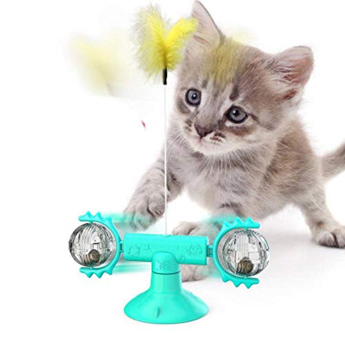 BSDIHRIWEJFHSIE Neues Haustier Spielzeug liefert Katzenspielzeug Plattenspieler necken Katze Stick Vent Balance Auto Haustier Sport Becher Frühling Mann-MIAU Ball blau, 1 Ratten hinzufügen von BSDIHRIWEJFHSIE