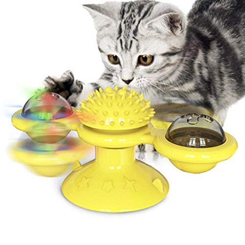 BSDIHRIWEJFHSIE Neues Haustier Spielzeug liefert Katzenspielzeug Plattenspieler necken Katze Stick Vent Balance Auto Haustier Sport Becher Frühling Mann-Plattenspieler gelb, 1 Ratten hinzufügen von BSDIHRIWEJFHSIE