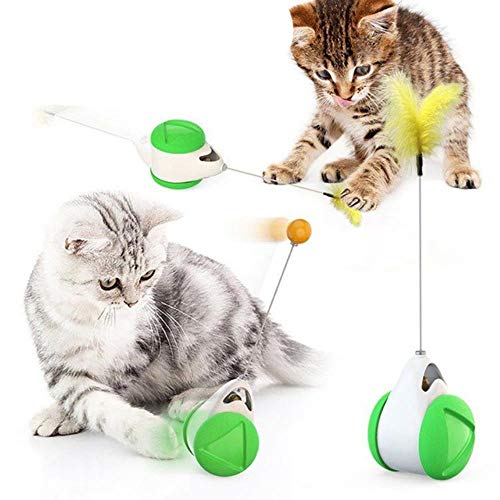 BSDIHRIWEJFHSIE Neues Haustier Spielzeug liefert Katzenspielzeug Plattenspieler necken Katze Stick Vent Balance Auto Haustier Sport Becher Frühling Mann-Skala Auto grün, 1 Ratten hinzufügen von BSDIHRIWEJFHSIE