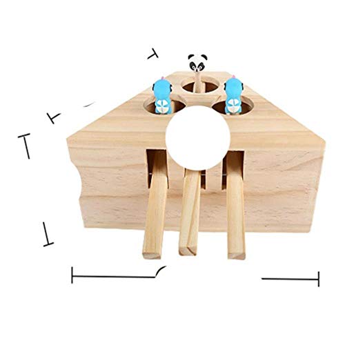 BSDIHRIWEJFHSIE Toy Chase Mouse Interaktives Labyrinth-Haustier-Hit-Hamster aus massivem Holz mit 3/5-Loch-Mausloch-Fangbiss Lustige Toy-3-Löcher, wie das Bild zeigt von BSDIHRIWEJFHSIE