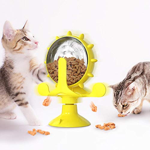 BSDIHRIWEJFHSIE Treat Leaking Cat Toy Interaktives drehbares Rad Spielzeug Katzen Kätzchen Hunde Haustier Produkte Zubehör für -gelb, mit Box von BSDIHRIWEJFHSIE