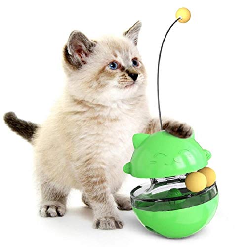 BSDIHRIWEJFHSIE Tumbler Cat Treat Toy IQ Interaktives Schütteln von Leckagen Leckerbissen Stick Toy Ball für Katzen, die Trainingsbälle Spielen Supplies-Green von BSDIHRIWEJFHSIE