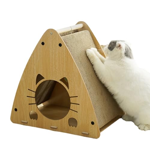 Katzenkratzhaus aus Pappe - 3-in-1-Multifunktions-Katzenhaus für Hauskatzen mit Plüschballspielzeug | Verschleißfestes Katzenkratzspielzeug, verdicktes Katzenbett zum Krallenschleifen der Katze, Bseid von BSEID