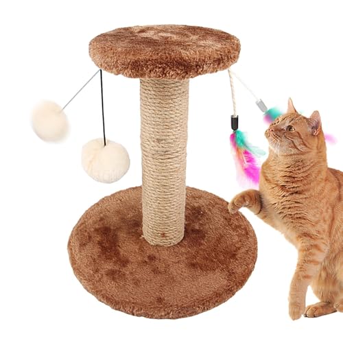 Kratzstation für Katzen | Kratzturm für Katzen aus Sisal | Kratzbaum für Katzen | Kratzbaum für Katzen, vertikaler Kratzbaum mit weichen Kugeln und Federn, Sisal-Kratzpfosten und Kratzbaum Bseid von BSEID