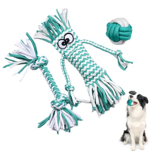 BSISUERM Quietschendes Hundespielzeug, interaktives Haustierspielzeug, Ball-Set für kleine, mittelgroße Hunde, niedliches Seilspielzeug, langlebiges Kauspielzeug-Set für drinnen und draußen, zum von BSISUERM