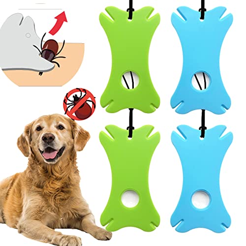 BSITSSS 4 Stück Zeckenkarte mit Lupe, Zeckenhaken Zeckenzange für Hunde Katze, Zeckenzange Mensch Zeckenentferner Tick Remover, Zeckenkarte für Menschen Kinder Hunde Katzen(Blau, Grün) von BSITSSS