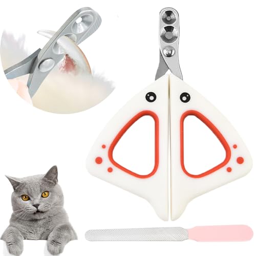 BSITSSS Krallenschere Katzen mit Schutz, Katzenkrallen Schneider mit 2mm&4mm Loch, Katzen Nagelschere Profi Katzen Krallenschneider Cat Nail Clipper für Kleine Hunde Welpen Katzen Mit Datei(Rosa) von BSITSSS