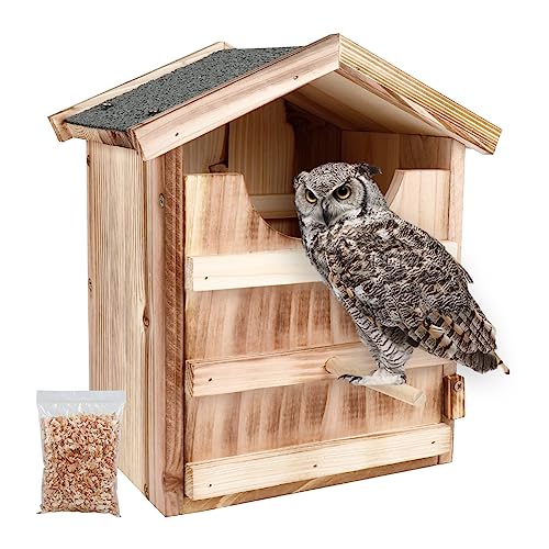 Eulenhaus Eule Nistkasten für außen: handgefertigtes Vogelhaus aus Holz mit Vogelständer - 100% Zedernholz Nistkasten von BSRTOP