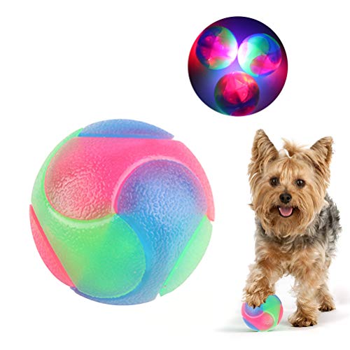 1 Stück Leuchtende Hundebälle Blinkender elastischer Ball, leuchtet im Dunkeln, Gummi Leuchtendes Haustier Bälle Hund Tennis Bälle 5CM Interaktive Haustier Spielzeug für Hunde Katzen Kauen Spielen von BSTCAR