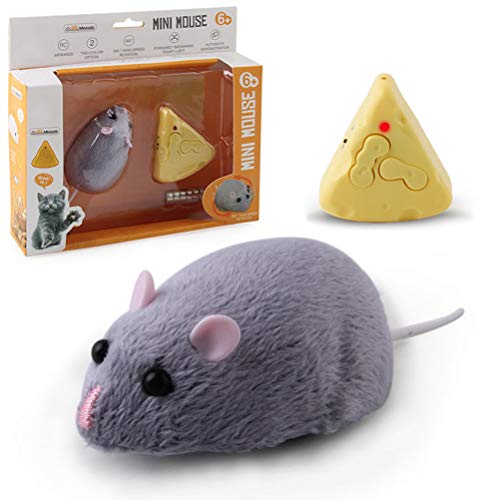 BSTCAR Maus mit Fernbedienung Katzen, Plüsch, elektrisch, mit Fernbedienung Käse, Katzenspielzeug von BSTCAR