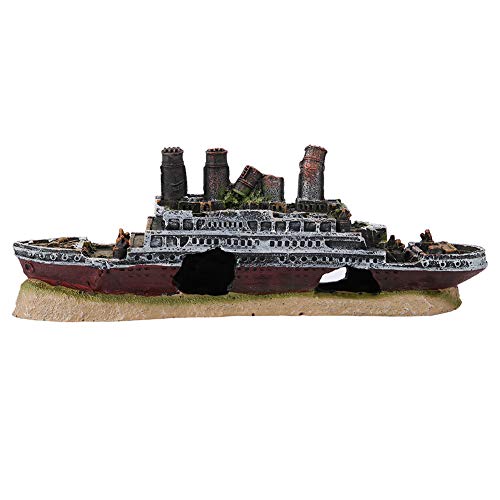 BSTCAR Wracked Boat Ship Ornament Aquarium Dekoration Simulation Verlorenes Wracked Boat Ship Resin Modell Aquarium Landschaftsdekoration von BSTCAR