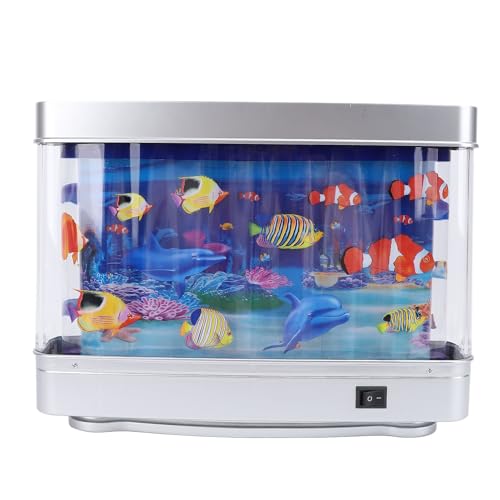 BSTCAR Fake Fish Tank Dekorative Tropische Fake Fish Aquarium Lampe Mini Schreibtisch Aquarium mit LED Lichtern, Moving Fish Nachtlicht für Kinder von BSTCAR