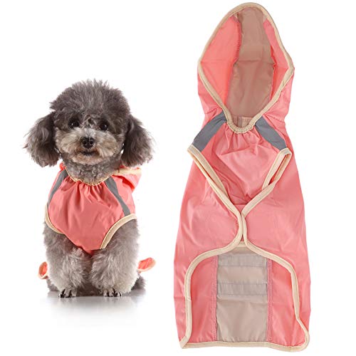 Wasserdichter Hunderegenmantel Verstellbarer Hund mit Kapuze Reflektierender Hunderegenmantel Jacke Hund Regen Kleidung kleine mittlere große Hunde (Rosa) von BSTCAR