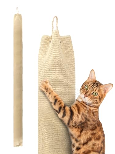 BSWAY Klettersack für Katzen 16x16x240cm Katze Kletterseil, Sisal Sack Klettersack Climber für Katzen mit Haken und Füllpolster von BSWAY