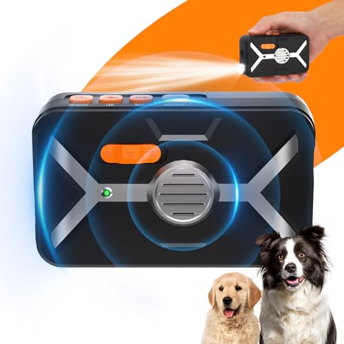 Ultraschall Antibell Gerät Hunde - Automatisch & Handheld Mit LED Taschenlampe, 3 Einstellbare Modi 15 Metern IPX4 Wiederaufladbare Hunde Bellen Stoppen Innen Draußen für Kleine Mittel Große Hunde von BSWAY