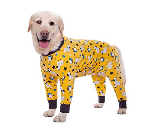 BT Bär Große Hundekleidung, Elastische Pet Onesie Schützen Gelenke Anti-Haar Anti Lecken, Wundschutz Pet Pyjamas Hund Overall für mittlere große Hunde (4XL, Gelb) von BT Bear