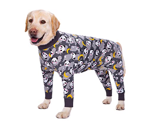 BT Bär Große Hundekleidung, Elastische Pet Onesie Schützen Gelenke Anti-Haar Anti Lecken, Wundschutz Pet Pyjamas Hund Overall für mittlere große Hunde (4XL, grauer Panda) von BT Bear