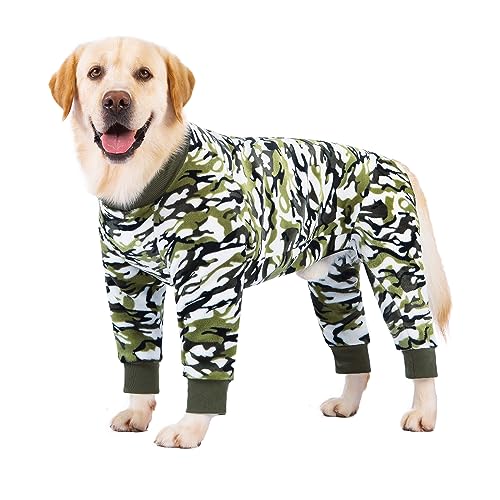 BT Bär Hund Winterkleidung, Flanell Pullover Pyjamas, Haustier Warmes kaltes Wetter Hund Wintermantel Onesie Jumpsuit PJS Bekleidung für mittlere große Hunde（XXXL,Tarnung） von BT Bear