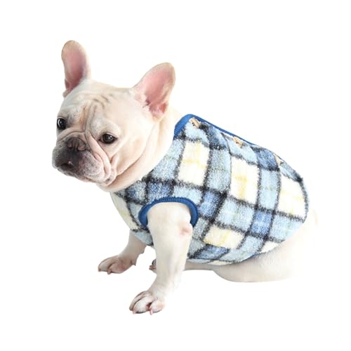 BT Bear Fat Dog Clothes, Dog Big Chest Polar Fleece Pet Winter Warm Coat Jacket for Cats Small Dogs Medium Dogs Mops, French Bulldog (M,Blue) von BT Bear