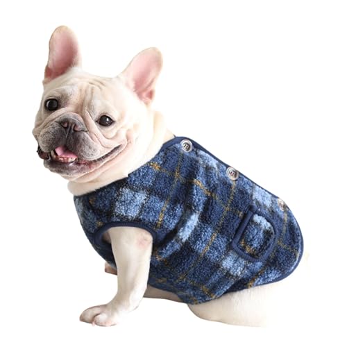 BT Bear Fat Dog Clothes,Dog Big Chest Polar Fleece Winter Clothes Warm Coat Jacket for Cats Puppy Small Dogs Mops French Bulldog (XS, Dunkelblau) von BT Bear