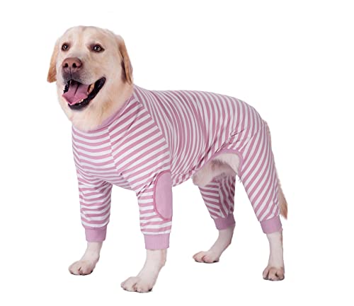 Große Hundekleidung Hund Pyjamas Flexible Reißverschluss gestreifte Hund Jumpsuit Kostüm Kleidung für mittlere Hunde Große Hunde (9, Pink) von BT Bear