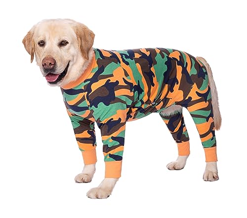 BT Bear Elastischer Haustier-Einteiler für große Hunde, schützt die Gelenke, verhindert Haare, Lecken, Wundschutz, Haustier-Pyjama, Overall für mittelgroße und große Hunde (5XL, Camo) von BT Bear